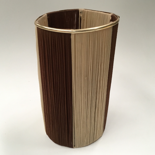 LAMPSHADE, 1960s 70s (Medium) Brown Cream Stripe